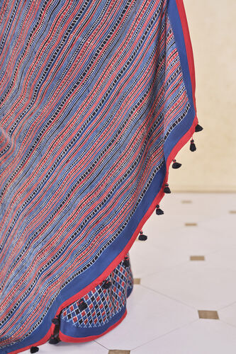 Briscoe Handcrafted Ajrakh Saree, Indigo, image 6